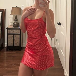 Red Polka Dot Mini Slip Dress